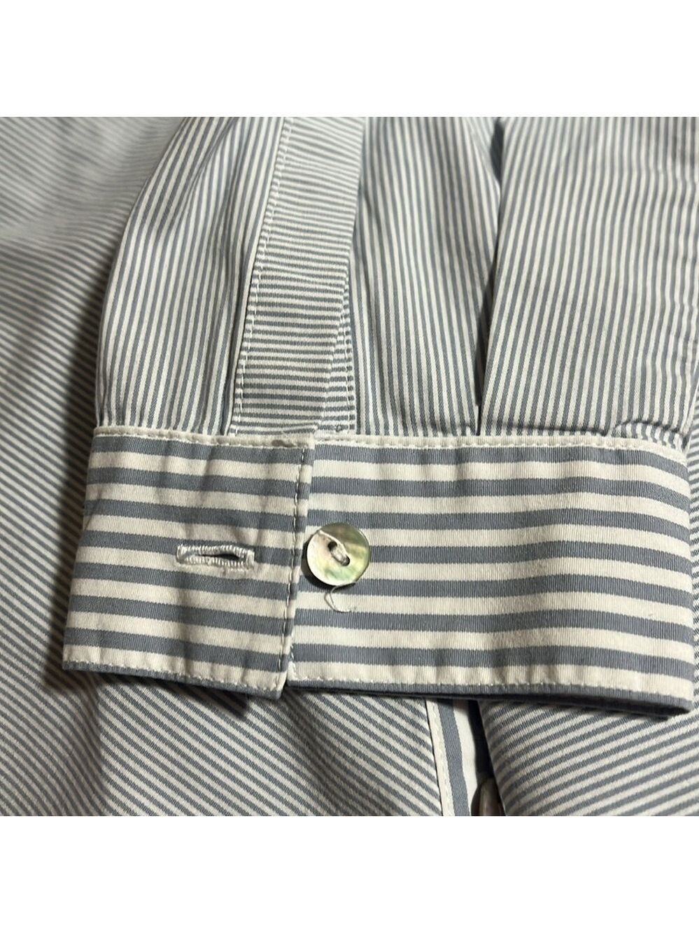 J.JILL classic button up tunic. Gray /white stripe. Size medium. - Picture 4 of 9